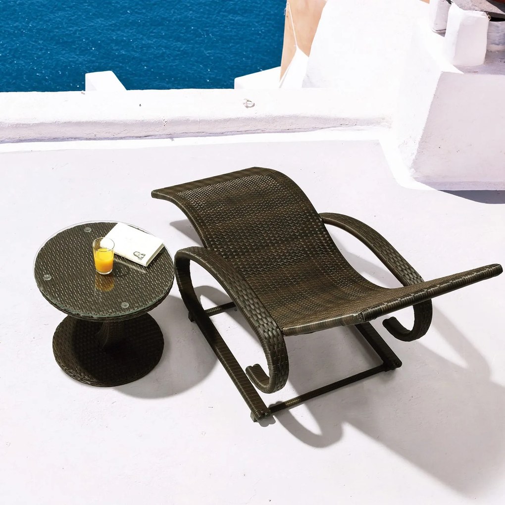 Tabula, odkladací stolík, 50 cm, sklo, polyratan, hliník, dvojfarebný antracit