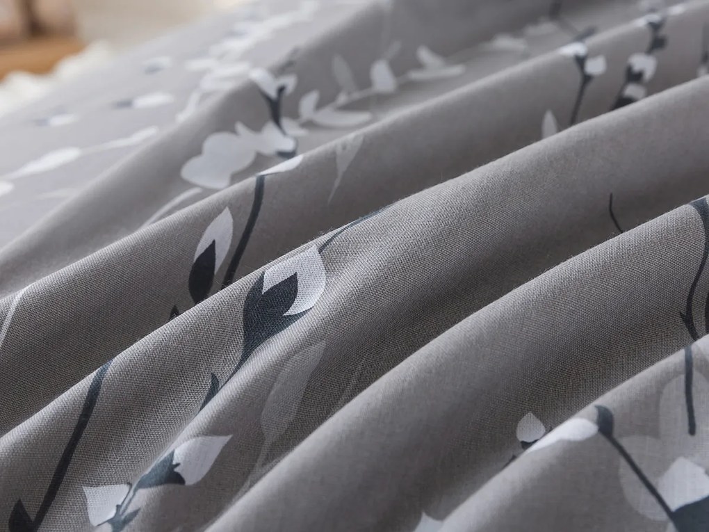 XPOSE® Bavlnené obliečky BAHNIATKA na dve postele - sivé