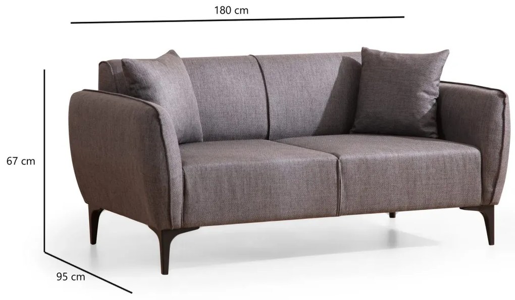 Dvoumístná pohovka Belissimo 180 cm tmavě šedá