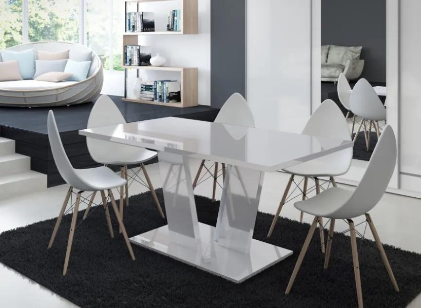 Moderný jedálenský stôl Voice, biely lesk