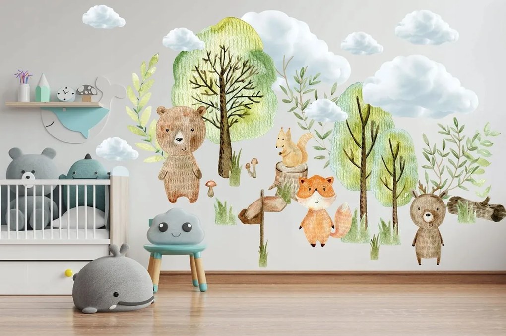 domtextilu.sk Originálna a kvalitná detská nálepka na stenu lesné zvieratká 60 x 120 cm 46202