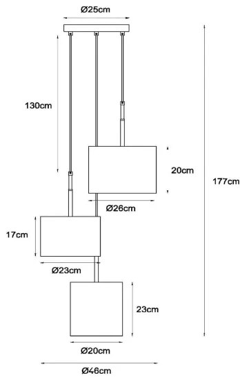 Lucide 45409/13/38 - Luster na lanku MAYA 3xE27/40W/230V krémová