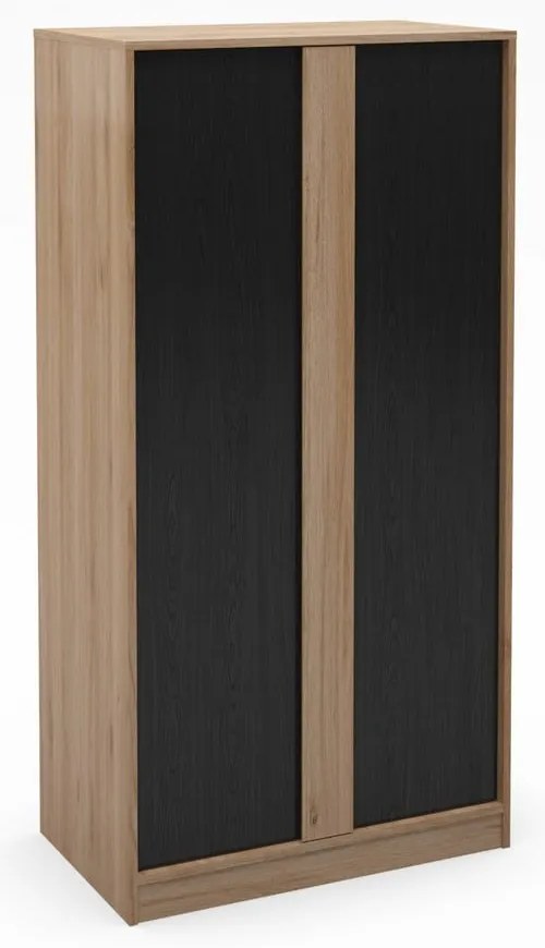 Šatníková skriňa v dekore duba v čierno-prírodnej farbe 90x180x53 cm Dennis – Marckeric