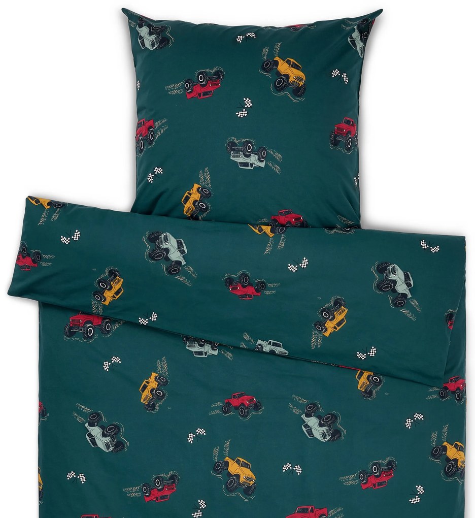 Detská posteľná bielizeň z renforcé, nákladiaky, štandardná veľkosť