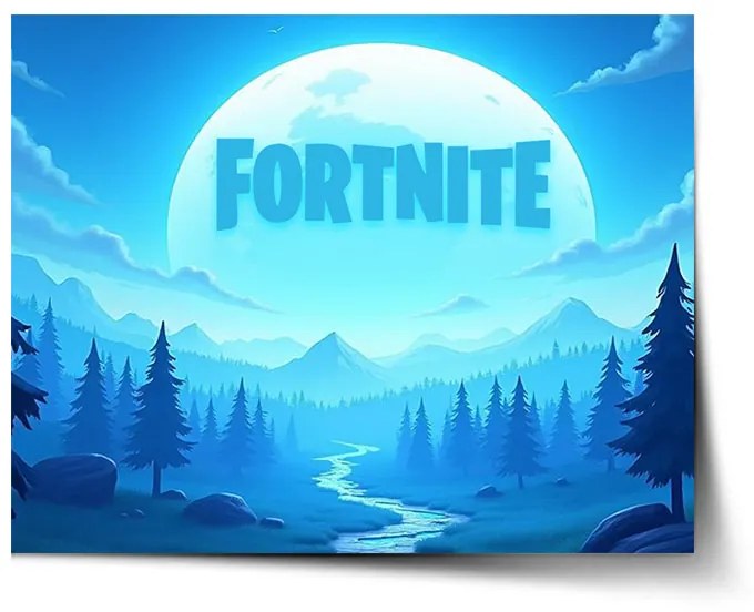 Sablio Plagát FORTNITE Modré údolie s mesiacom - 120x80 cm