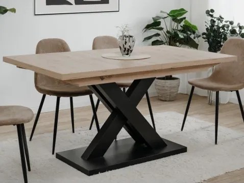 Rozkladací jedálenský stôl Avenue 160x90 cm, dub artisan/čierny%