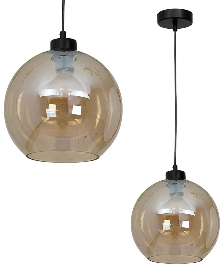 Závesné svietidlo Sofia, 1x jantárové sklenené tienidlo, b