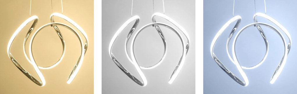 Toolight Toolight, LED závesné stropné svietidlo 60W + diaľkové ovládanie APP385-CP, chrómová, OSW-06901