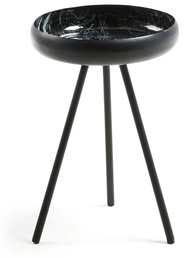 Čierny odkladací stolík Kave Home Reuber, ø 36 cm