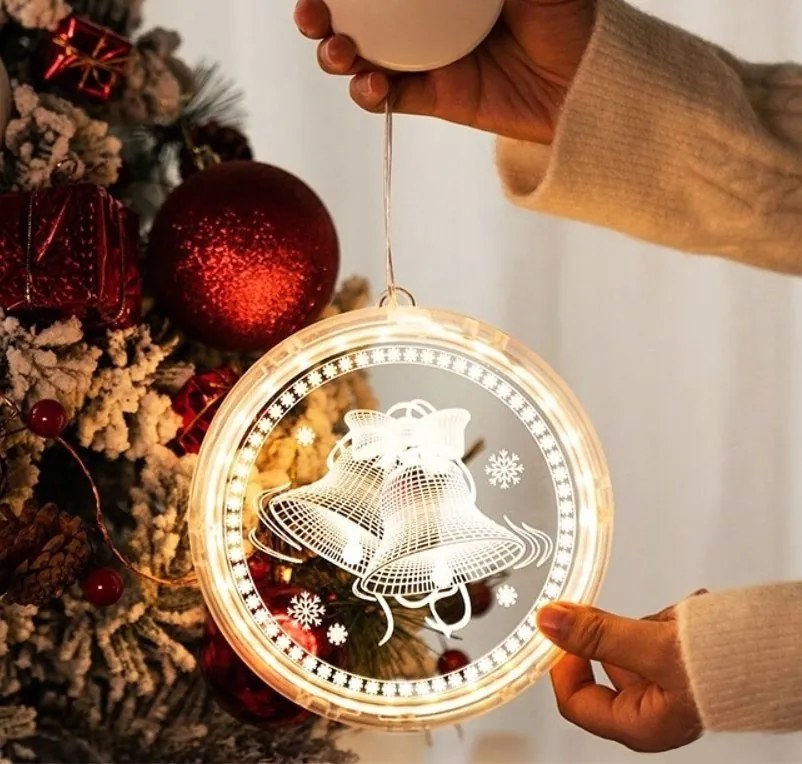 LED svetelná ozdoba na okno JINGLE BELLS II kruhová biela