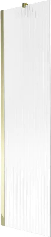 Mexen Next, vaňová zástena 1-krídlová 50 x 150 cm, fixné krídlo, 6 mm sklo s pruhmi, zlatý lesklý profil, 895-050-000-00-09-50