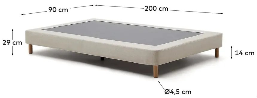 Béžová čalúnená jednolôžková posteľ 90x200 cm Ofelia – Kave Home