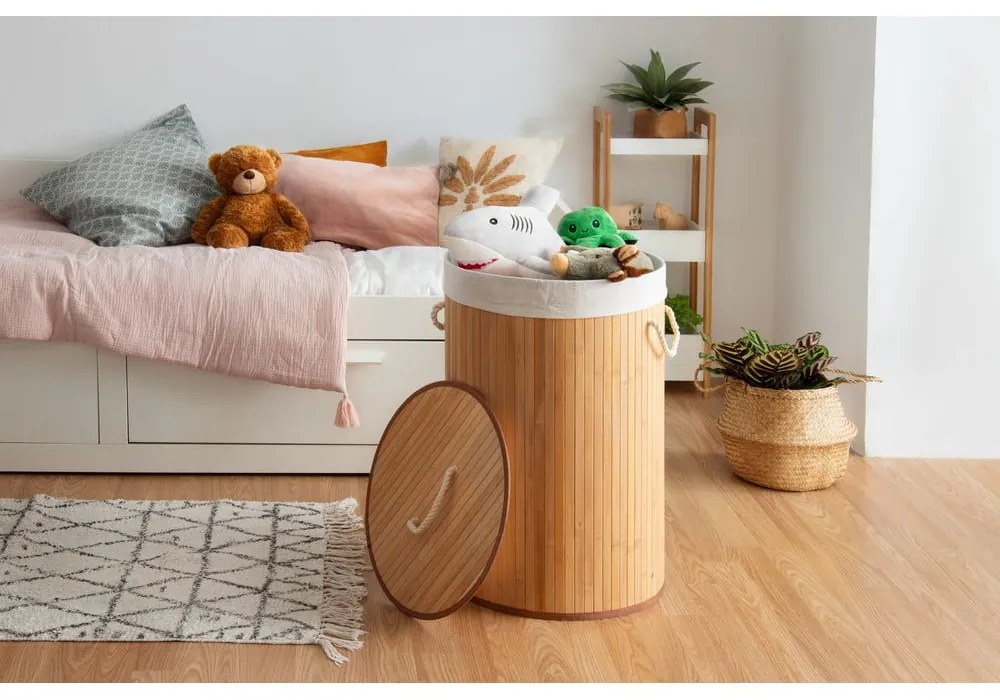 Svetlý úložný košík z morskej trávy Compactor, ⌀ 27 cm