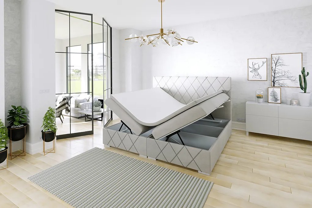 Moderná boxspring posteľ Rendo 180x200cm, modrá Magic Velvet