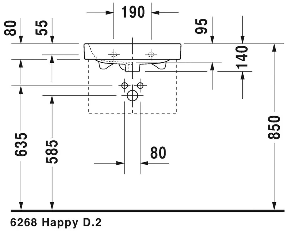 Duravit Happy D.2 - Umývadlo do nábytku 500x360 mm, s prepadom, biela 0710500000