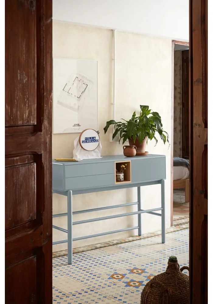 Modrý/sivý konzolový stolík 35x120 cm Corvo – Teulat
