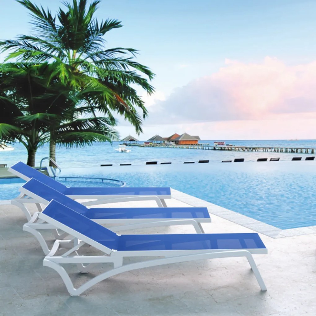 PACIFIC záhradné lehátko white/blue
