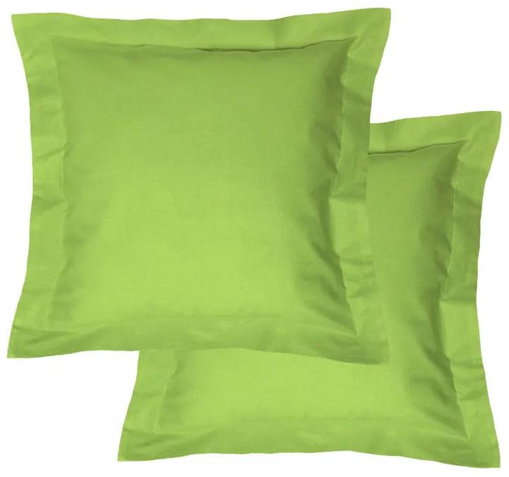 Bavlnené obliečky na vankúšiky s lemom, zelené 2 ks