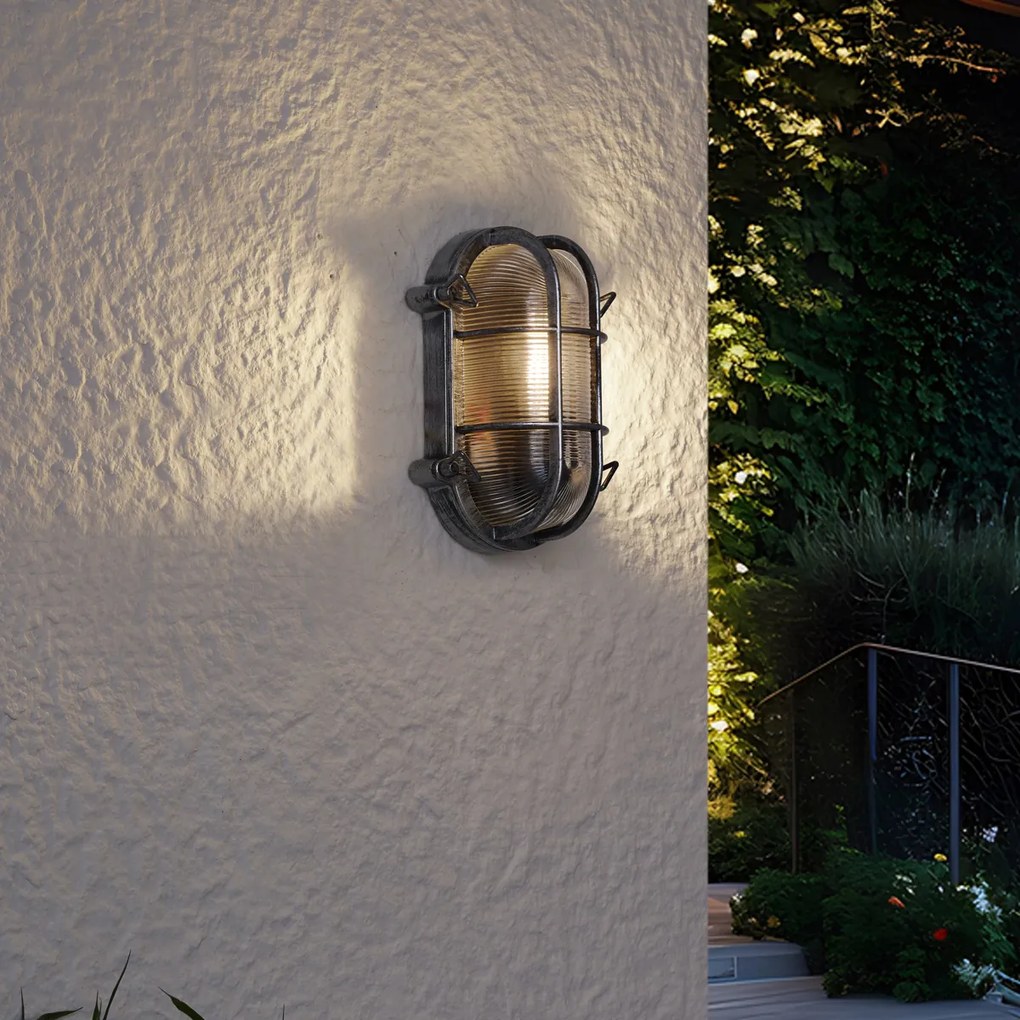Vonkajšia nástenná lampa strieborná oválna IP44 - Noutica