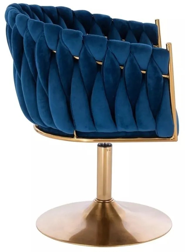 LuxuryForm DESIGN Kreslo NORDEN VELUR na zlatom tanieri - modré