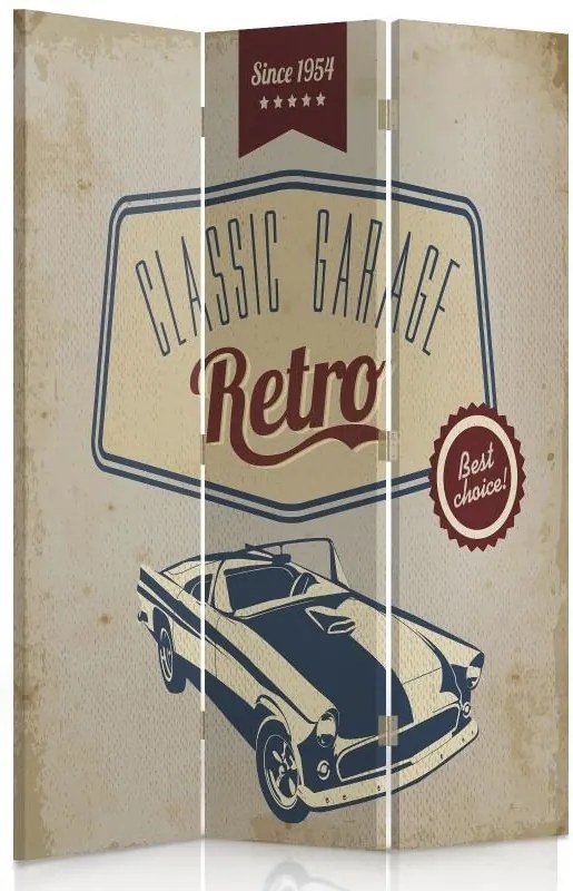 CARO Paraván - Classic Garage Retro | trojdielny | obojstranný 110x150 cm