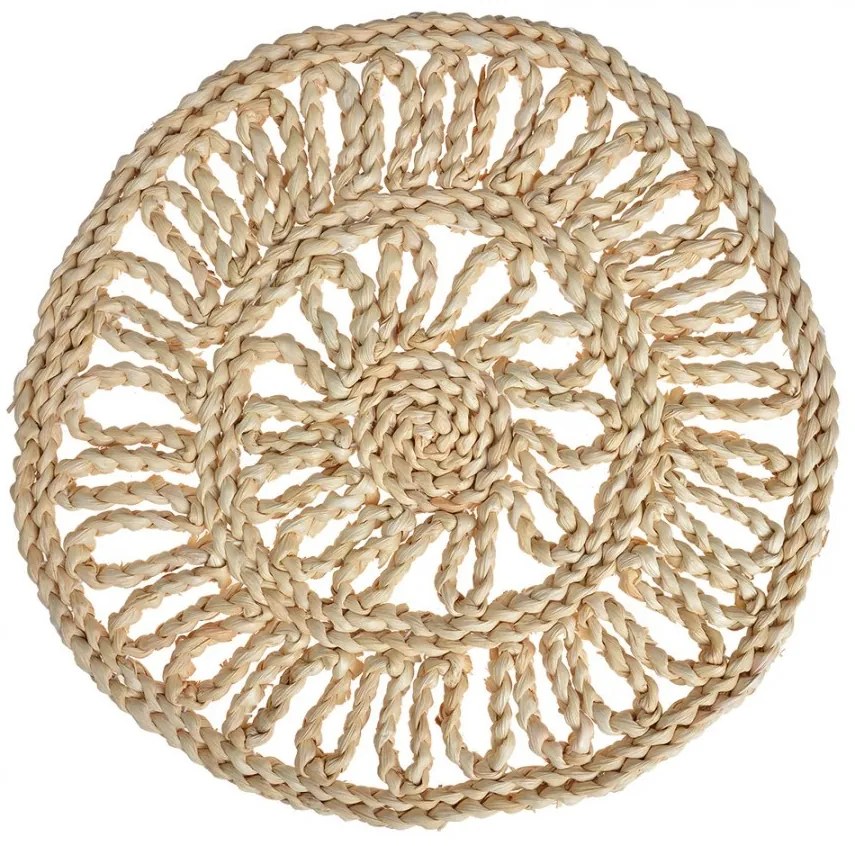 Prírodné slamené okrúhle prestieranie so vzorom - Ø 30*1 cm