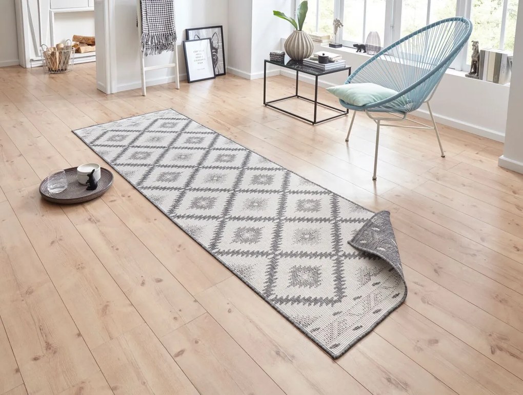 NORTHRUGS - Hanse Home koberce Kusový koberec Twin Supreme 103428 Malibu grey creme – na von aj na doma - 80x250 cm