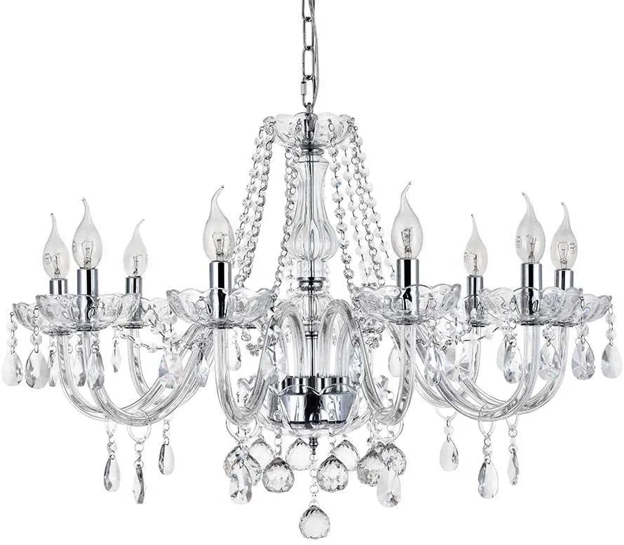 Toolight - Krištáľový závesný luster 8xE14 60W, strieborná, OSW-04600