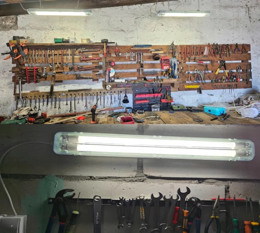 Hermetické svietidlo 120cm lampa + 2x LED trubice vodotesné 6000k studená teplota