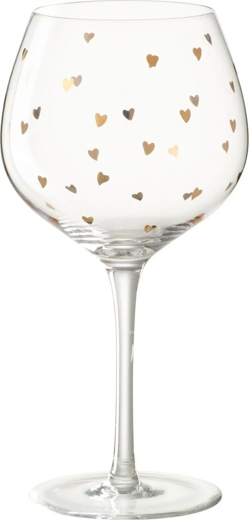 Poháre na víno so zlatými srdiečkami Hearts Gold – 10*10*21,5 cm / 600ml