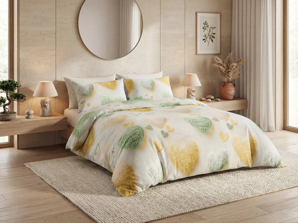 Obliečky z mikrovlákna HEARTAMI farebné Rozmer obliečky: 2 ks 70 x 80 cm | 160 x 200 cm