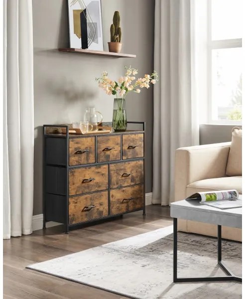 Komoda so zásuvkami KIRA hnedá/čierna