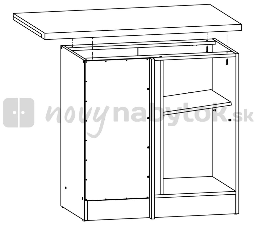 Dolná kuchynská skrinka, rohová BRW Junona line DNW/100/82/L (Dub sonoma + Wenge). Vlastná spoľahlivá doprava až k Vám domov. 742471