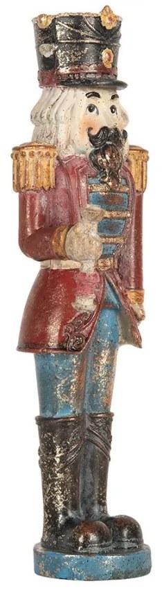 Modro-červená dekorácia Luskáčik Nutcracker - 7*6*21 cm