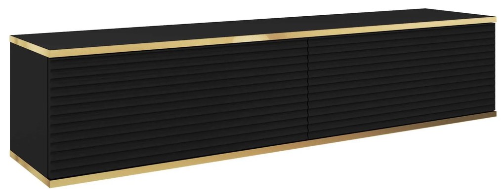 Závěsný televizní stolek Oro MDF 135 cm  černý/zlatý