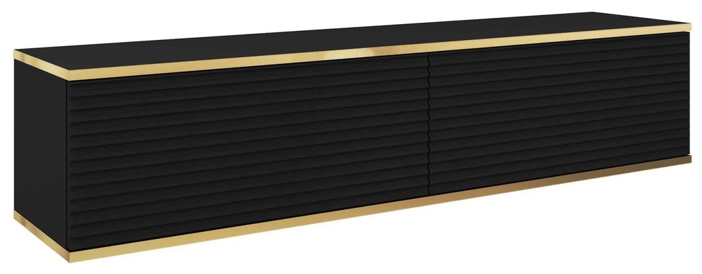 Závesný televízny stolík Oro MDF 135 cm čierny/zlatý