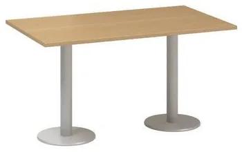 Konferenčný stôl Alfa 400 so sivým podnožím, 140 x 80 x 74,2 cm, dezén buk