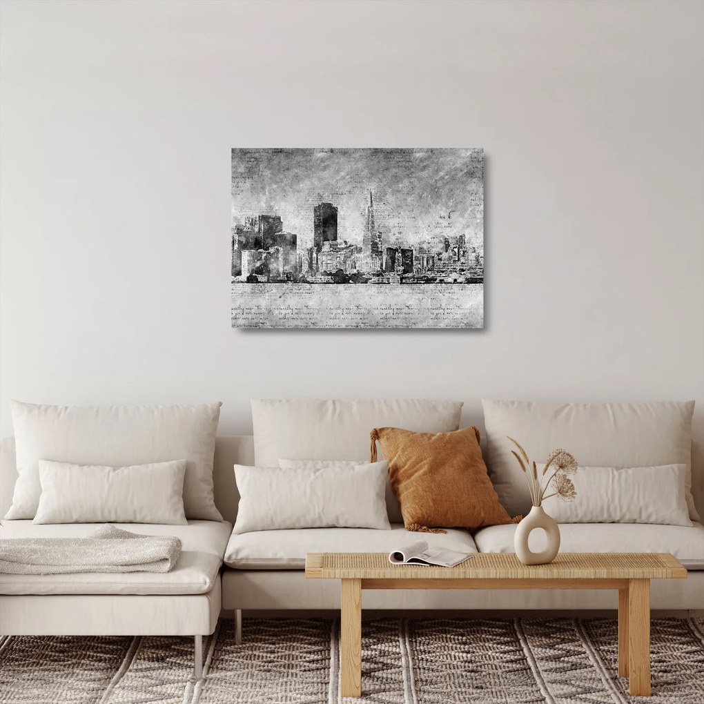 Sklenený obraz - Coffee art city (70x50 cm)