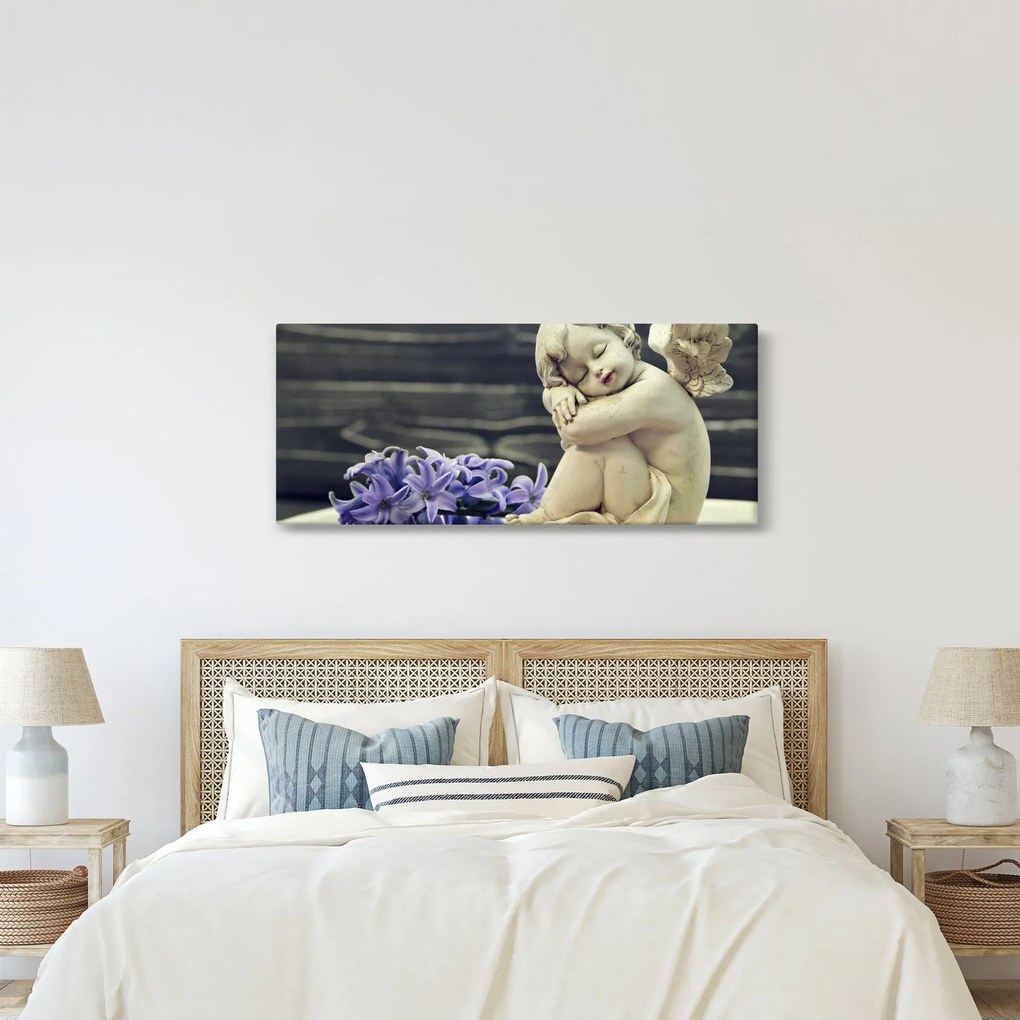 Obraz anjelika s kvetinou (120x50 cm)