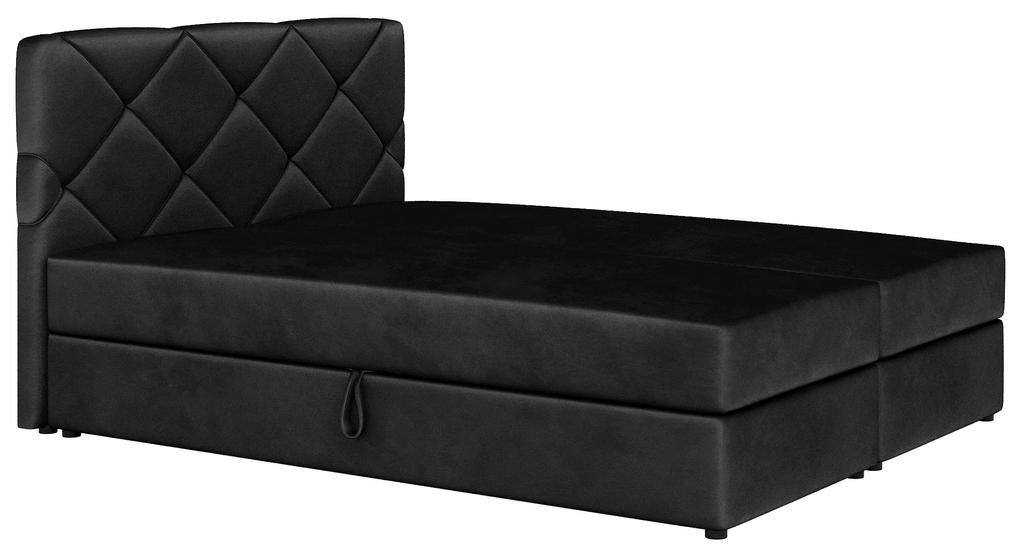 Kontinentálna posteľ 160x200 cm Karum (čierna) (s roštom a matracom). Vlastná spoľahlivá doprava až k Vám domov. 1007778