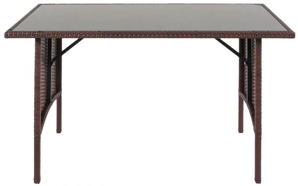 Polyratanový jedálenský stôl HWC-G16, 112x60cm - hnedá