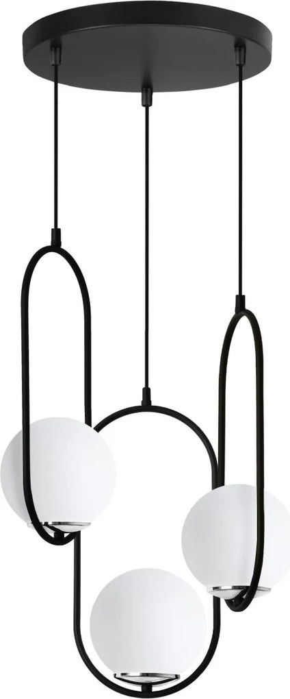 Závesné svietidlo Florence, 3x biele sklenené tienidlo, b/ch, o, U