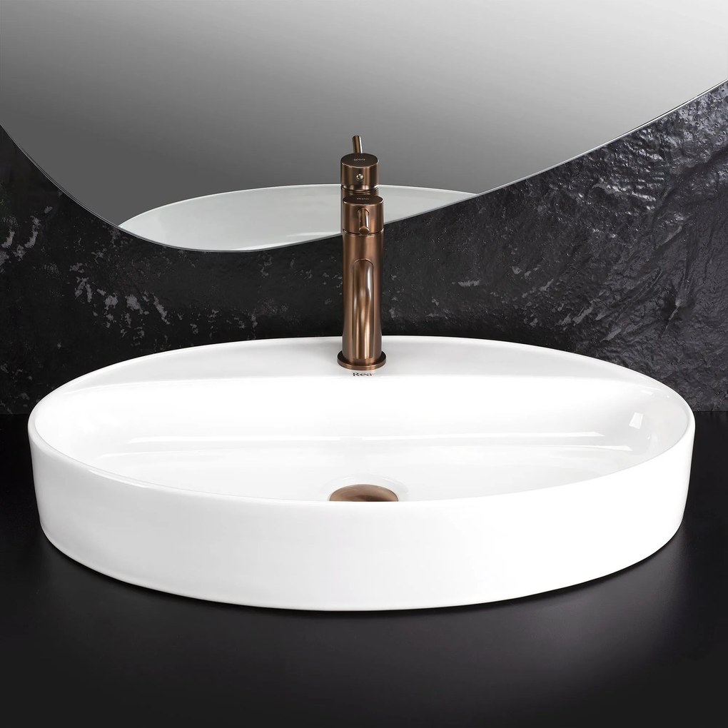 Rea Nastazja, umývadlo na dosku 610x375x105 mm, biela lesklá, REA-U6359