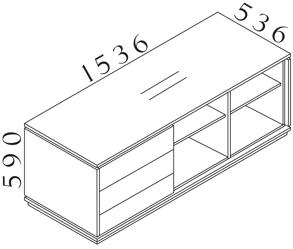 Kontajner Creator 153,6 x 53,6 cm, 3-modulový, antracit / biela