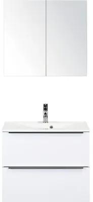 Kúpeľňový nábytkový set Pulse 70 cm s umývadlom biela vysoko lesklá so zrkadlovou skrinkou