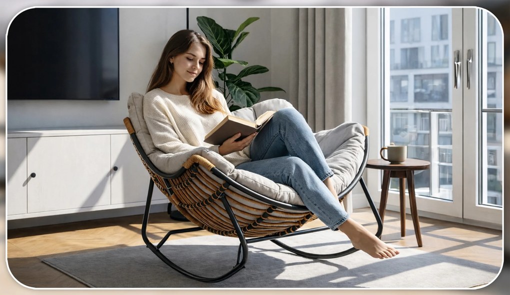 Záhradné hojdacie kreslo na terasu, do obývačky sivé ELTON