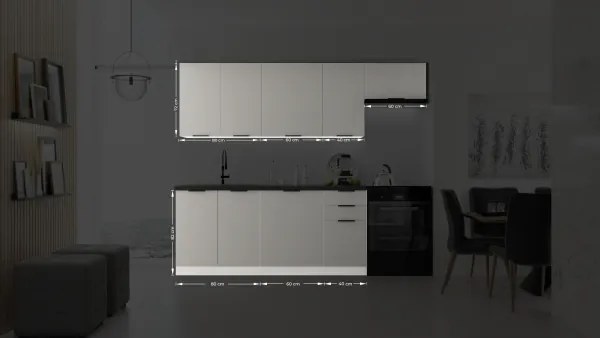 Kuchynská linka PEARL 240 cm sivá