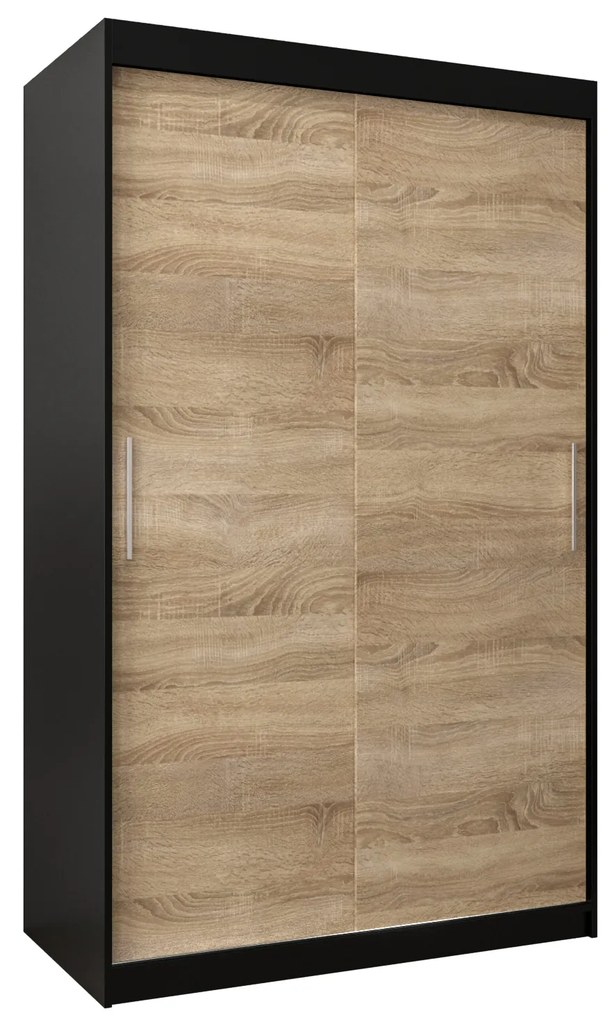 Šatníková skriňa 120 cm Toki (Čierna matná + Dub sonoma). Akcia -42%. Vlastná spoľahlivá doprava až k Vám domov. 1064810