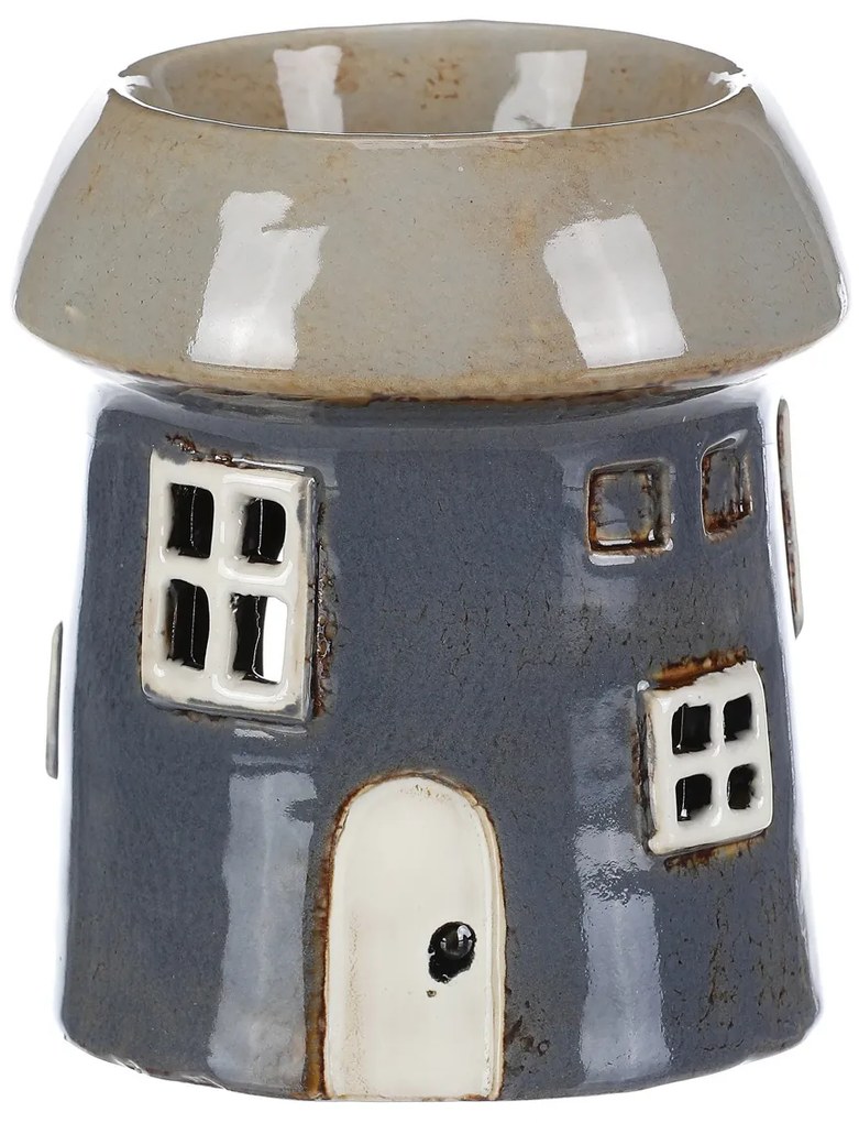 Aróma lampa Domček sivá, keramika, 11 x 11 x 13 cm