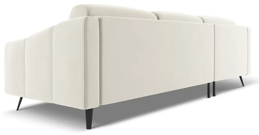 Krémovobiela zamatová rohová pohovka (ľavý roh) Nalu – Makamii